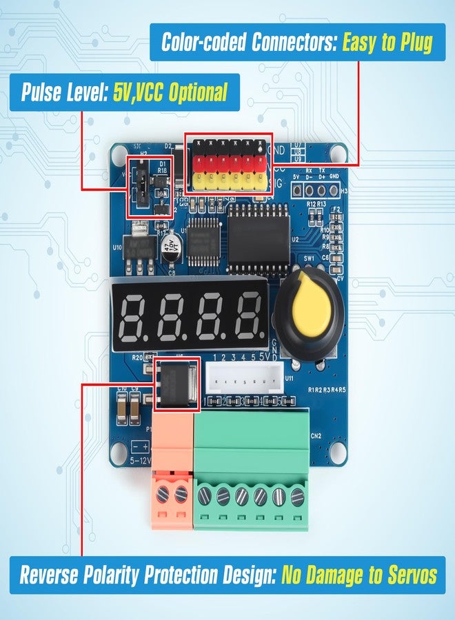 Starry RC Servo Tester 6-Channel Servo Controller Board-PWM Speed/Angle Adjustable, 90/180/270 Degree 3 Modes for Servo Testing Robotic Arms MG995/SG90 - Image 5